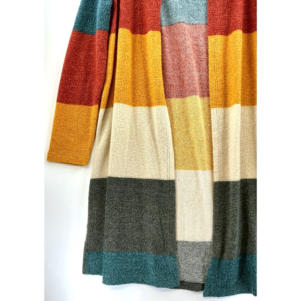 Open Front Colorblock Longline Duster Cardigan Sz S Boho Artsy Cozy Y2K - Picture 10 of 11